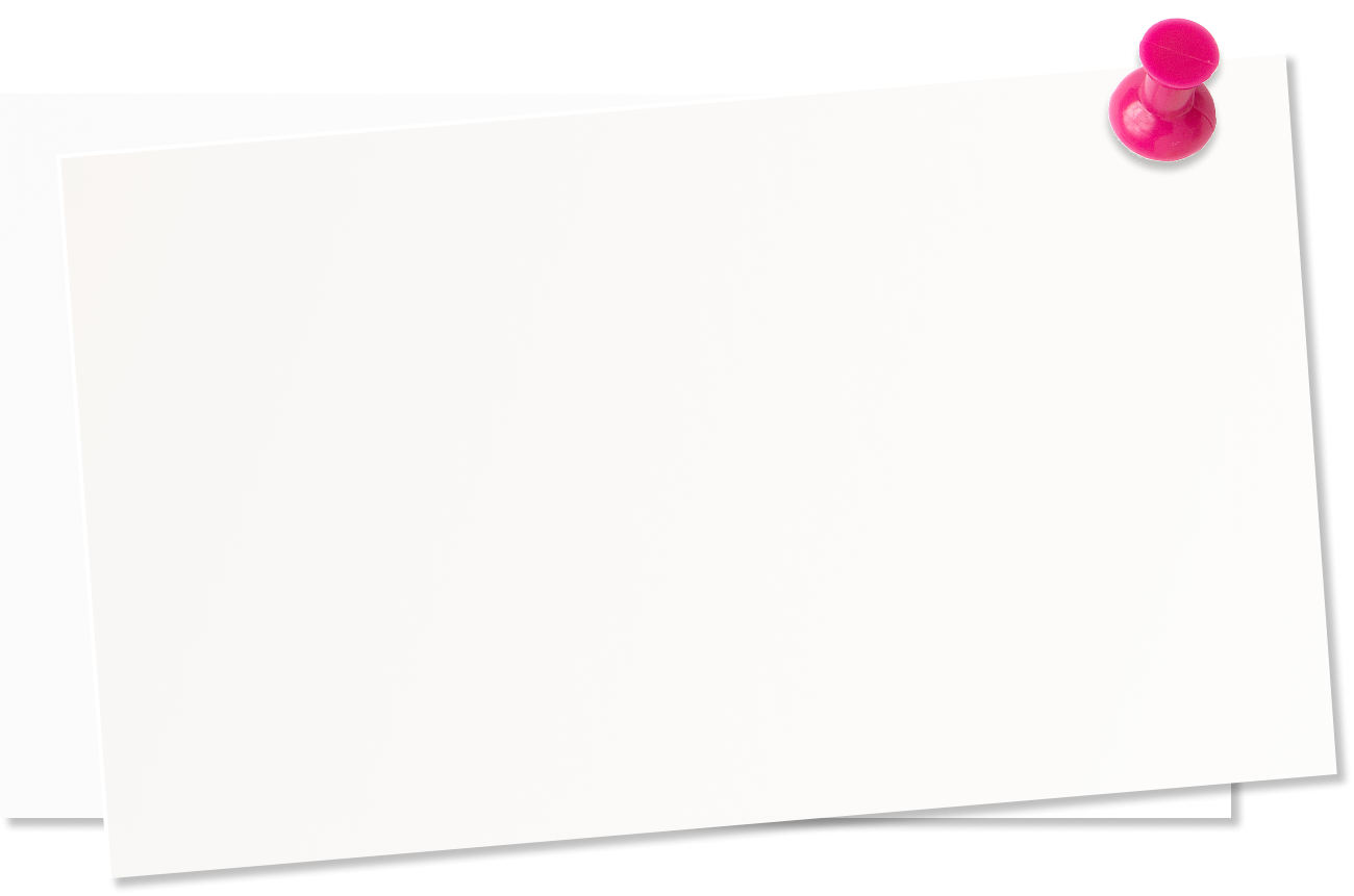 Blank white paper with a pink thumbtack on top, ideal for notes or announcements.