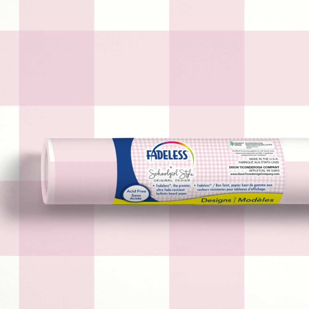 Schoolgirl Style Bulletin Board Paper - Pink Gingham