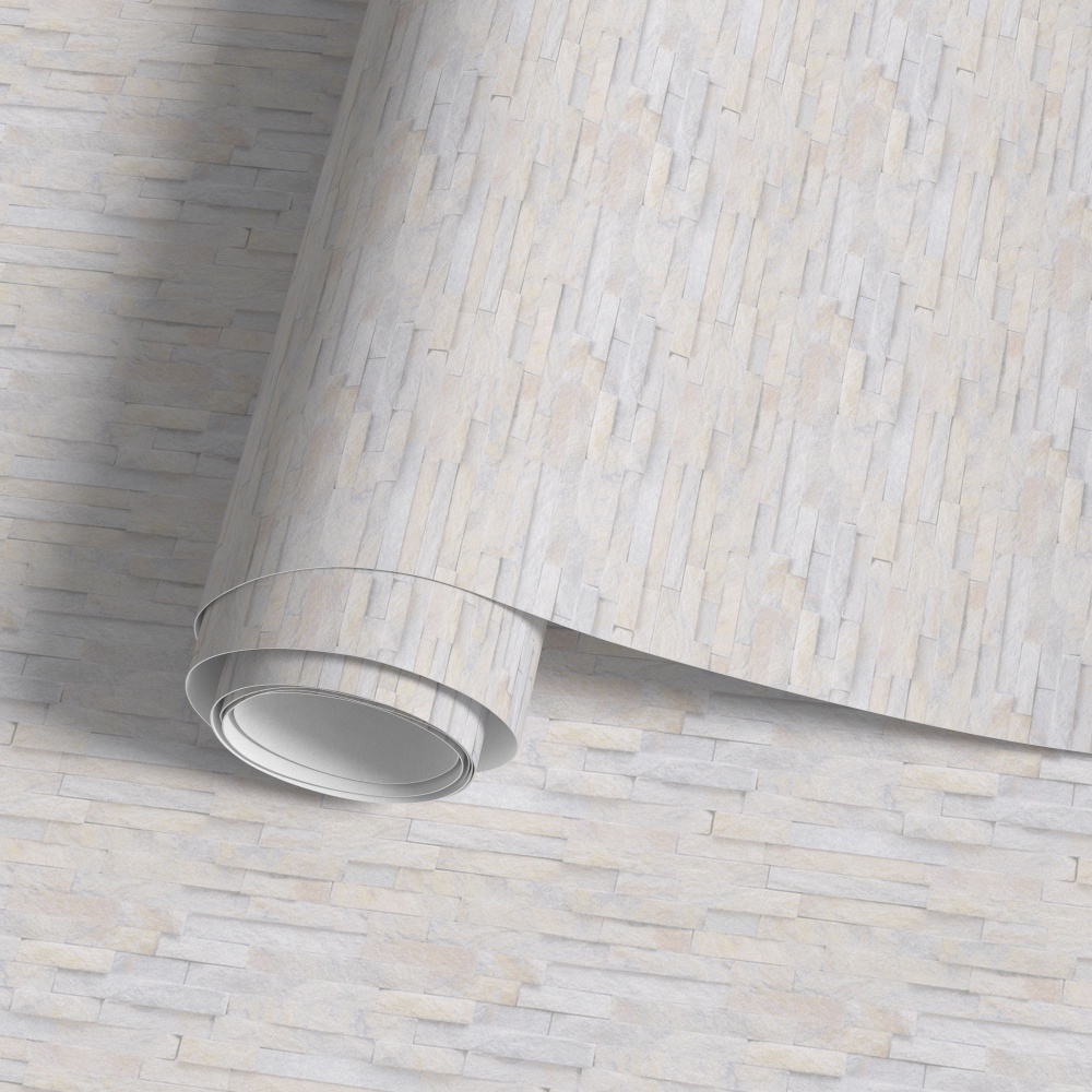 Fadeless White and neutral brick ledger stone patterned bulletin board paper
