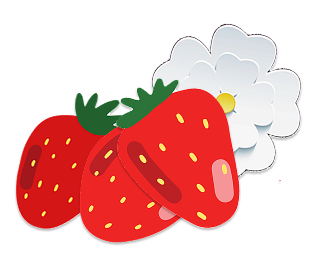 Decorative flower and strawberries