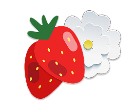 Decorative flower and strawberry