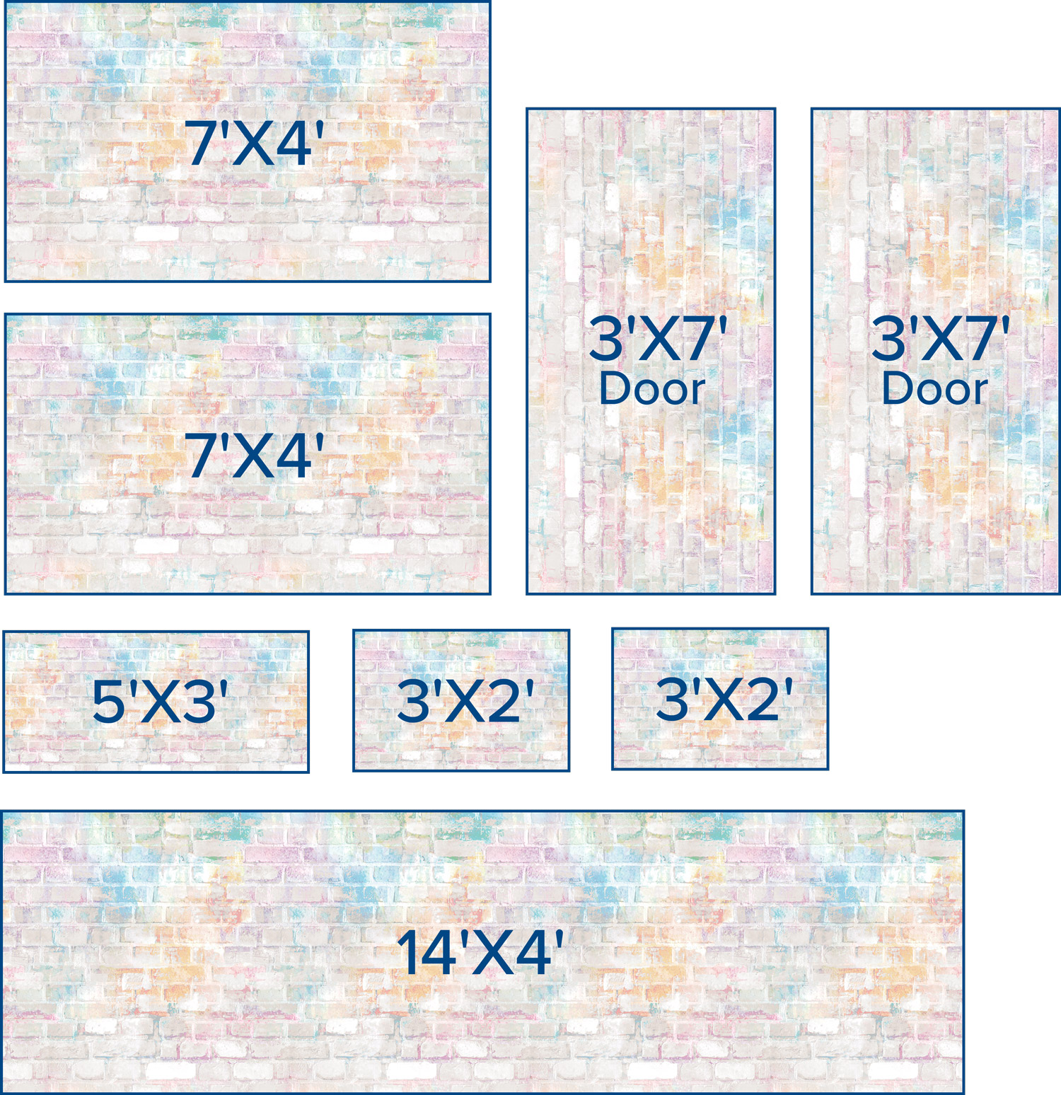 Covers 3'x7' + 3'x7' doors and 7'x4' + 7'x4' + 5'x3' + 3'x2' + 3'x2' + 14'x4' bulletin boards